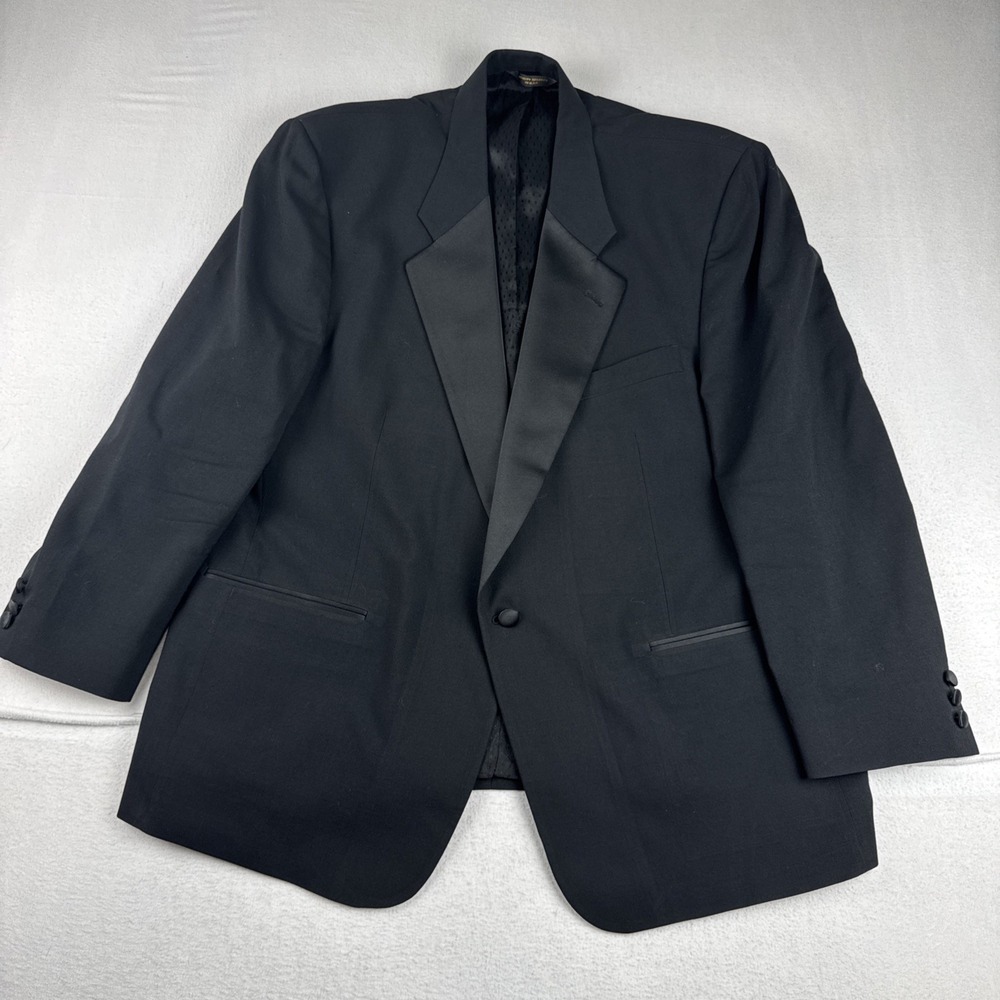 Christian Dior Men Black Tuxedo Jacket fits 48R Satin Lapel 1-Button Formal wool